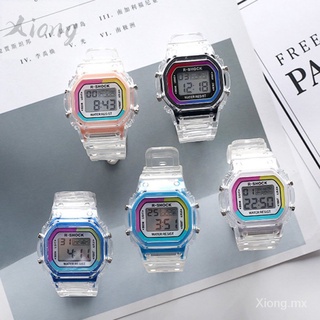 Deportes transparente pequeño reloj cuadrado par impermeable reloj electrónico coreano Simple reloj electrónico