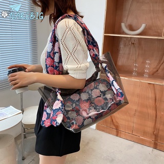 Narebig bolso de hombro transparente de PVC con estampado Floral para mujer