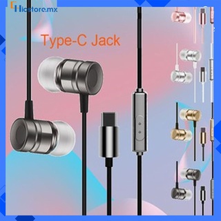Auriculares USB tipo C Fone de ouvido com fio con micrófono con cable de metal para teléfonos inteligentes Xiaomi / Huawei / Type-C