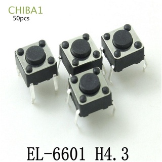 chiba1 6*6*4.3mm micro switch durable auto-reset botón interruptor de encendido-apagado 4 pines 50 unids/lote plug-in táctil pulsador/multicolor