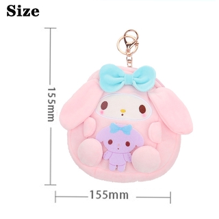 THELMA Gift Zipper Coin Wallet Mini USB Cable Bag Plush Rabbit Dog Purse My Melody Pudding Dog Cute Plush Toy Soft Japanese Cartoon Girl Key Wallets (2)