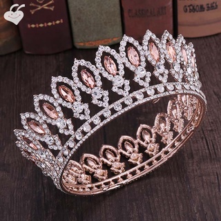 lujo barroco tiara y corona cristal diamantes de imitación círculo completo reina novia joyería diadema boda novia acceso al cabello (1)