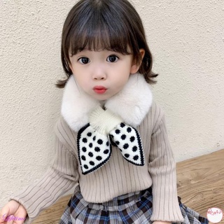 Nuevo invierno dulce felpa lunares niños bufanda coreana chica punto bufanda