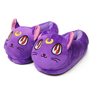 28 cm anime luna gato felpa muñeca hogar niños invierno pantuflas señora niñas niños regalo pantuflas (2)