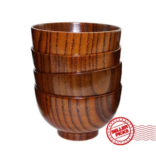 cuenco de madera de estilo japonés, cuenco de madera maciza, cuenco de arroz natural, cuenco de madera a rayas, jujube x4h2