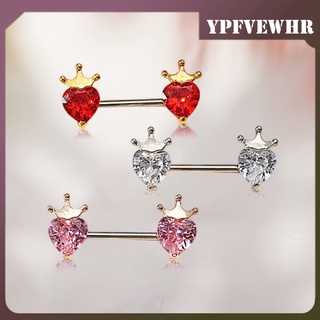 [venta caliente] 3 anillos con encanto de cristal de doble corazón para pezón, anillos de joyería de 10 mm de longitud