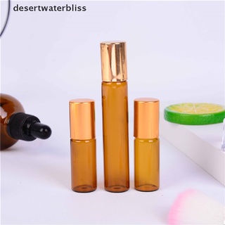 desertwaterbliss 5 10ml ámbar rollo en botellas vacías de vidrio bola de rodillo para perfume aceite esencial dwb
