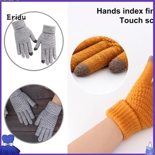 erin Practical Knitted Gloves Touch Screen Anti-slip Warm Gloves Lint Free for Travel