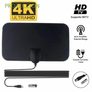 PROTECCION Active Indoor Aerial Digital TV Antenna High Gain DTV Box Freeview Signal Thin 4K 25DB Television HD Flat Design 50 Miles Booster HD TV