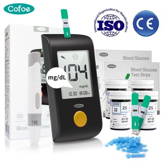 Cofoe - juego de 50 unidades con Monitor de glucosa en sangre, glucómetro, con tiras de prueba+agujas de Lancet para cuidado de la salud, Diabetes, sangre, medidor de Suger