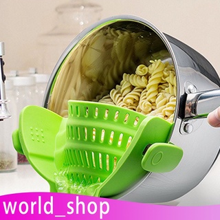 [worldshop] colador de silicona con clip para cocina, colador y escurridor, colador verde
