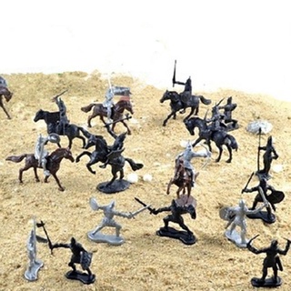 [Good0217] 28 Piezas De Figuras Medievales De Caballeros Guerreros Caballos Soldados Modelo Playset Juguete Infantil