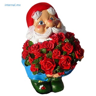 int0 gnome de jardín con un ramo de rosas rojas románticos jardines gnomo sosteniendo rosas rojas estatua de resina para halloween navidad patio jardín decoración parejas regalo