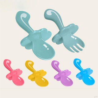 2 cucharas de alimentación suave para bebé, cuchara de seguridad, vajilla de seguridad, cucharas de aprendizaje para bebés, cucharas de entrenamiento y tenedor (1)