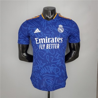 Real Madrid 2021 - 2022 Away Blue Football Jersey Player Version
