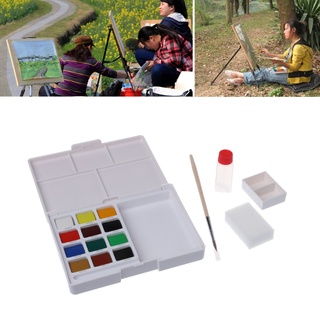 beibeitongbao 12 colores acuarela caja de pintura portátil sólido acuarela pintura suministros de arte (7)