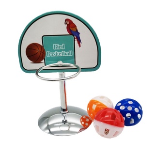 Pet Parrot Basketball Hoop Props Parakeet Bells Balls Puzzle Game Chew Play Toys Supplies-S