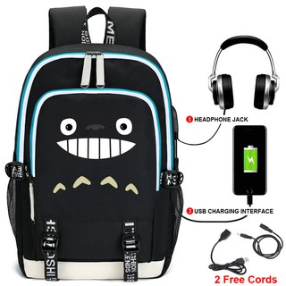 anime my neighbor totoro estudiante mochila de carga usb bolsa de ordenador bolsa de tela oxford bolsa de la escuela