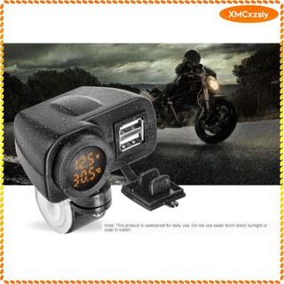 [listo stock] 5v/3.1a dual usb cargador zócalo impermeable motocicleta manillar abrazadera teléfonos gps cargador zócalo con pantalla led y