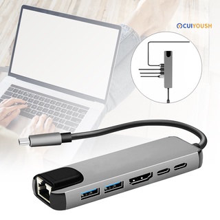 Cuiyoush USB-C Hub portátil multipuerto 6 en 1 tipo C adaptador con 4K HDMI compatible RJ45 Ethernet Lan para Nintendo Switch