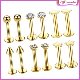 12 piezas de acero inoxidable nariz anillo barra nariz perno labio labret piercing kit de joyería para mujeres niñas tragus oreja piercing