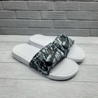 Nike slide sandalias benassi wave blanco negro