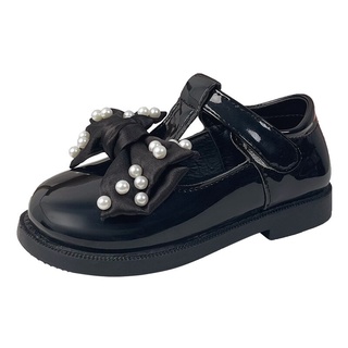 Las niñas zapatos de cuero de los niños solo zapatos 2021 niños perla arcos estilo británico princesa zapatos transpirables moda zapatos de escuela