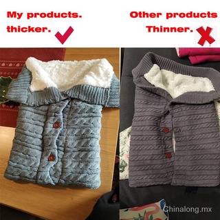 Conjunto de saco de dormir infantil, para bebês recém-nascidos, inverno, quente, botão, malha, envoltório enrolador de carrinho de bebê, cobertor (6)