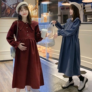 Maternity fashion going out high-end loose age reducing belly covering sweet and elegant retro trendy mother dress11.17