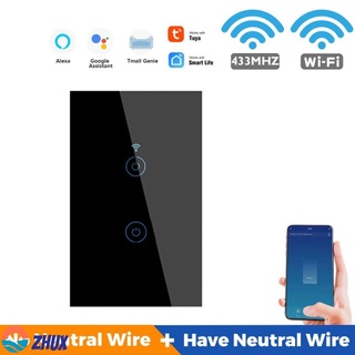 1/2/3/4 wifi 433mhz tuya smart touch switch family wall power switch app funciona con alexa google home zhux