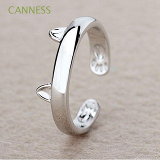 CANNESS mujeres anillo de dedo abierto único chapado en plata oreja de gato y diseño de Paw lindo joyería regalos encantadora moda ajustable