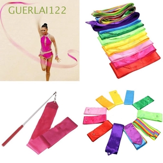 GUERLAI122 nueva varilla de giro Multicolor arte gimnasia entrenamiento Ballet gimnasio rítmico 4M 7 colores cinta de baile Streamer/Multicolor