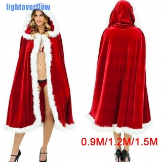 lof mujer navidad santa claus capa disfraz de capa roja invierno con capucha reloj de halloween (1)
