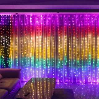 led arco iris alambre de cobre luz cortina luz 3*3m usb control remoto fondo decoración de pared navidad atmósfera decoración luz (8)