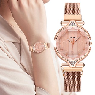 reloj de pulsera con hebilla magnética con forma ovalada de acero inoxidable para mujer