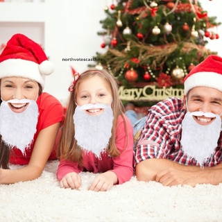 northvotescastfine 6 pack divertido santa barba disfraz de navidad santa claus barba blanca falsa barba nvcf