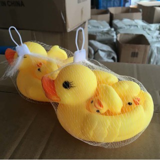 Sf Squeezed patito pequeño pato amarillo familia conjunto de pato madre con patito bañera baño juguete de baño (4)