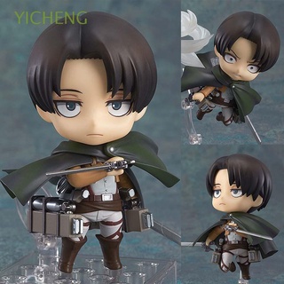 YICHENG Cartoon Action Figurine Miniatures Attack on Titan Toy Figures Collection Model Statue Levi Cleaning Ver Levi Ackerman Home Ornaments Eren Jaeger Model Toys