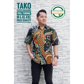 Tako hombre Batik camisa Solo manga corta capa Furing Setyo Luhur Kemandanu Aljaya Lakeswara