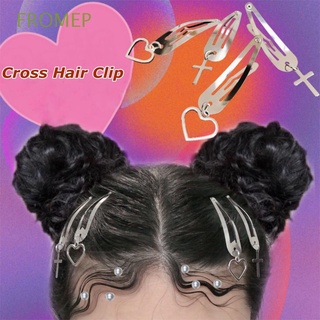 fromep 1 par de pasadores de pelo cruz de metal regalo pasador corazón clip de pelo accesorios de moda joyería de pelo fiesta punk harajuku grils accesorios de pelo