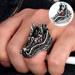 seafeelm1 Punk hombres Zirconia cúbica con incrustaciones de cabeza de dragón tallado anillo de dedo fiesta joyería regalo