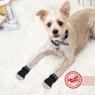 4 unids/set mascotas perro punto calcetines antideslizantes algodón calcetín mini cachorro j9y7