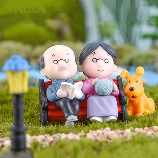 yingxin 2/3 piezas miniaturas regalo de hadas jardín figuritas adornos abuelo lindo sweety amantes figuras hogar abuela decoración de navidad