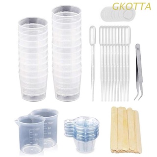gkot 1 juego de tazas de mezcla de resina+taza de mezcla epoxy y palos+tazas medidoras de 100 ml+tazas graduadas+50 tazas desechables