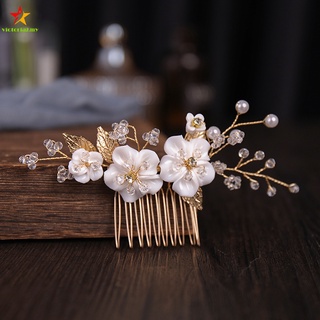 Flor lateral peine de aleación adorno de pelo hecho a mano estilo antiguo novia pieza de pelo accesorios para mujeres y niñas