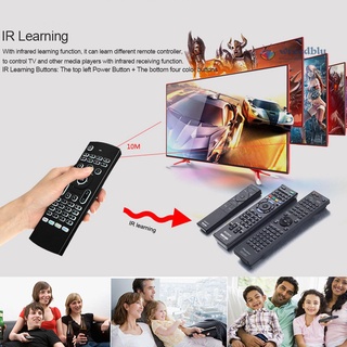 W&B 2.4G retroiluminación ratón de aire teclado inalámbrico de 6 ejes Somatosensory Control remoto de detección de movimiento juego IR botones de aprendizaje para Mini PC Smart TV Android TV Box proyector (8)