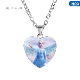 Collar De cadena De color Tonntt O Anna Elsa chapada en Princesa niñas Frozen collar gargantilla en Forma De Cora