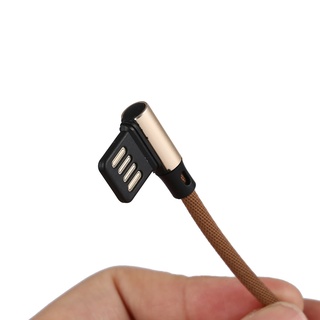 cable de datos micro usb de doble codo de tela para cargador android/iphone/type-c