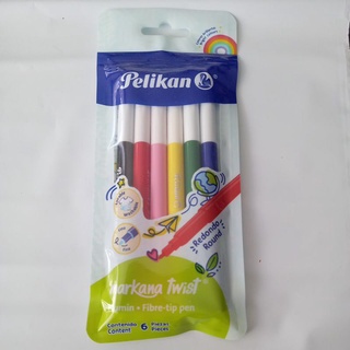 Plumin Pelikan Twist Fibre-tip Pen Paquete 6 piezas