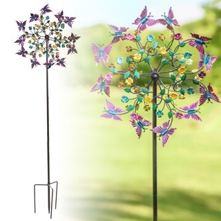 molino de viento de mariposa de metal decoración de jardín hierro mariposa flor molino de viento al aire libre